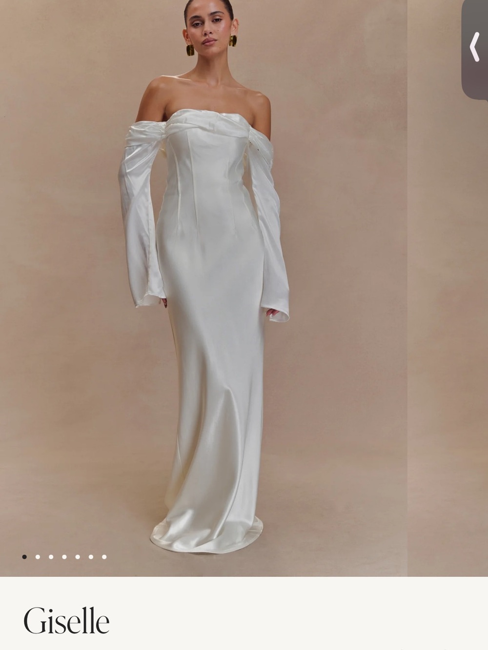 Meshki champagne Off-Shoulder Satin Column Gown